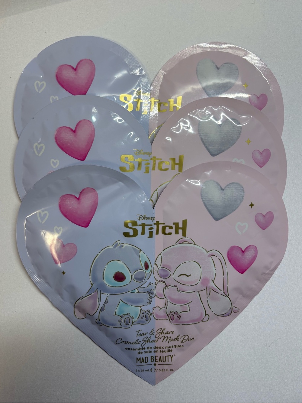 Disney Stitch Heart-Shaped Blue & Pink Sheet Mask Duo by MAD Beauty